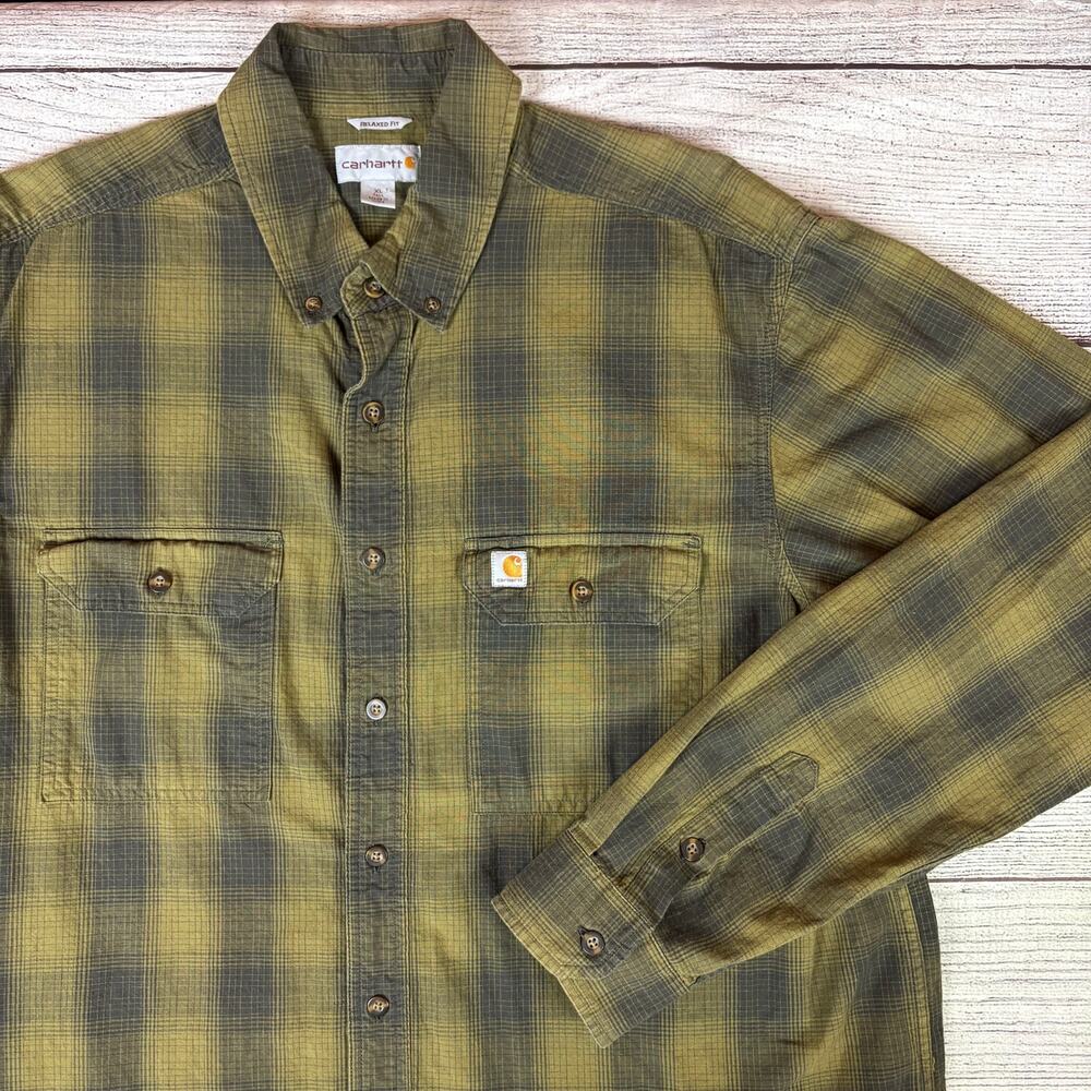 Carhartt Green Plaid Button Up Long Sleeve Shirt